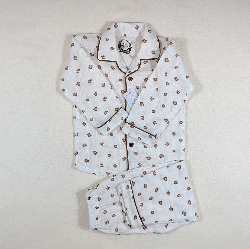 Kidzo Baby Night Suits Mini Panther Print Brown – additional product view 2 of 3