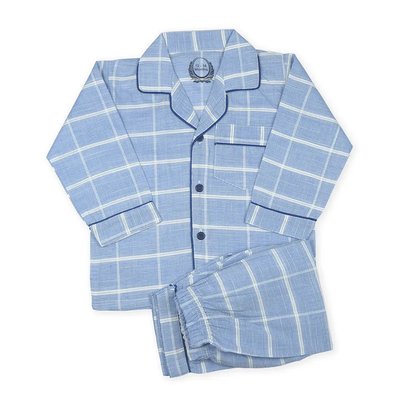 KIDZO BABY NIGHT SUIT CHECK CLASSIC BLUE WITH POCKET - image 2