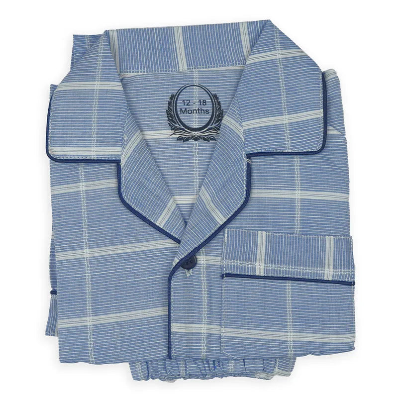 KIDZO BABY NIGHT SUIT LINING CHECK BLUE - image 3