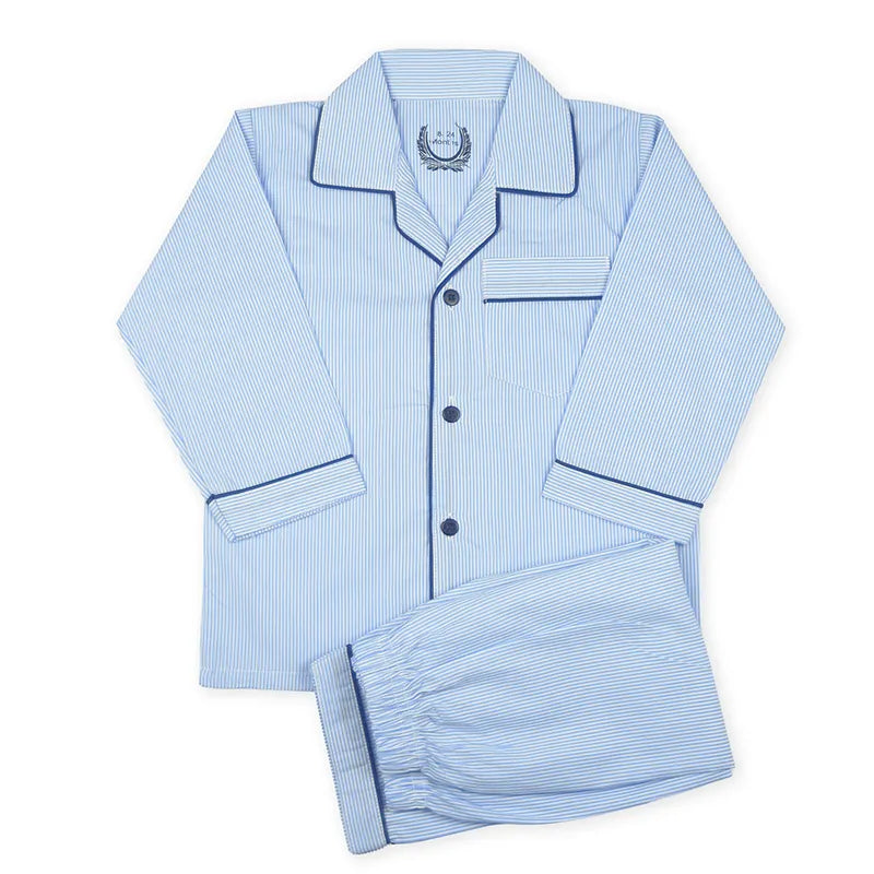 KIDZO BABY NIGHT SUIT TINY STRIP BLUE WITH POCKET - image 2