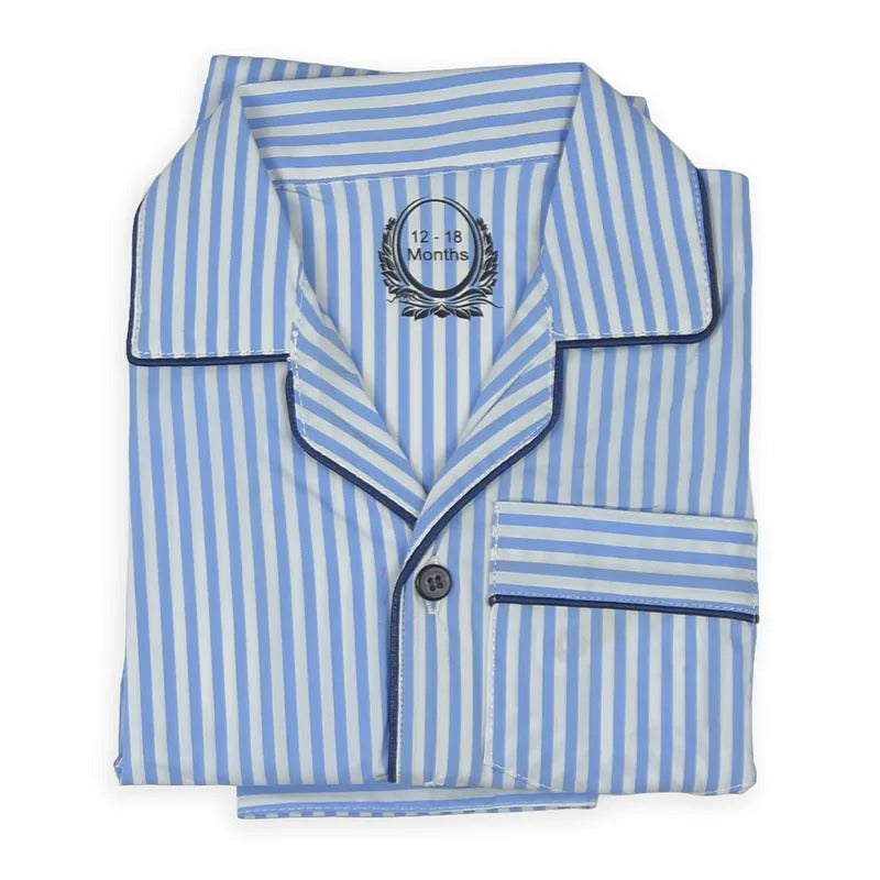 Kidzo Night Suit Striped Blue Line with Pocket – additional product view 3 of 3