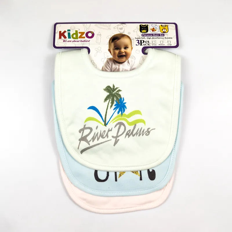 LARGE 3-PACK PREMIUM BABY BIBS I LOVE PAPA, LITTLE STAR & RIVER PALMS THEMES - image 2