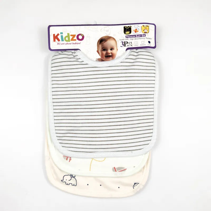 LARGE 3-PACK SOFT COTTON BABY BIBS AEROPLANE, KOALA & GREY STRIPES THEM - image 2