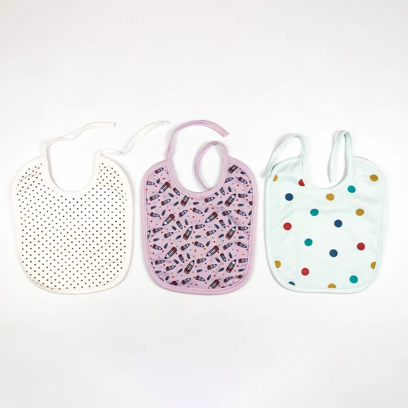 LARGE 3-PACK SOFT COTTON BABY BIBS PENCILS, POLKA DOTS & MINI DOTS THEM - image 3