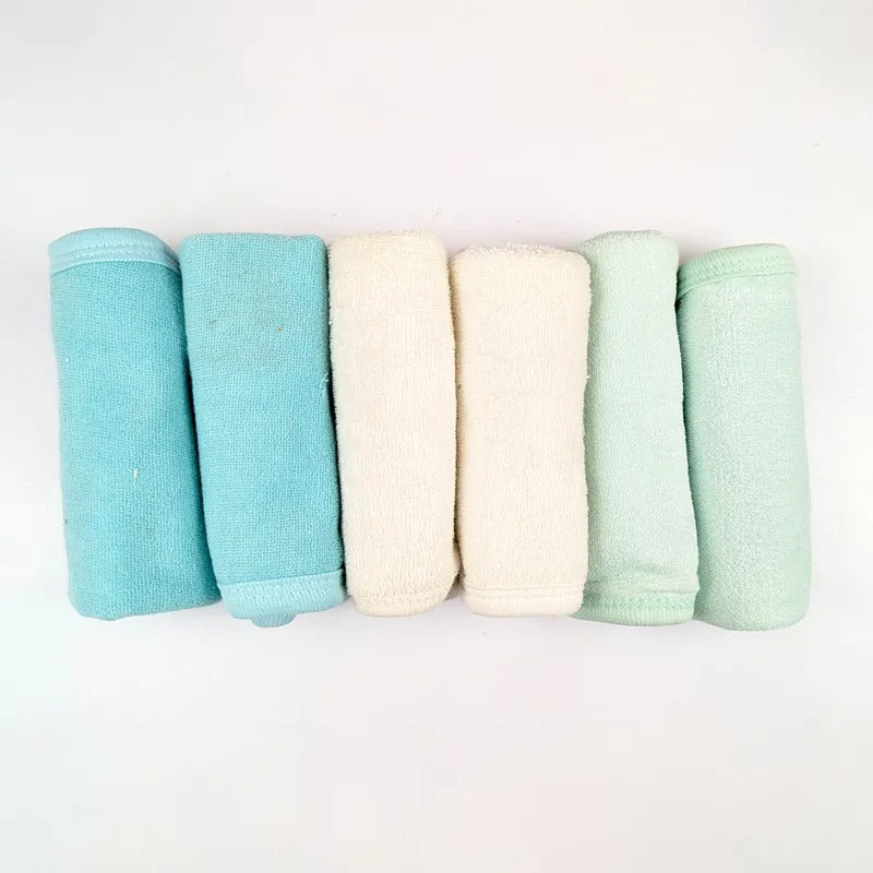 Cotton Baby Face Towels 6-Pack, Peach & Grey, 10x10