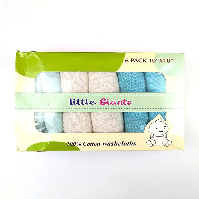 Cotton Baby Face Towels 6-Pack, Peach & Grey, 10x10 – additional product view 2 of 2