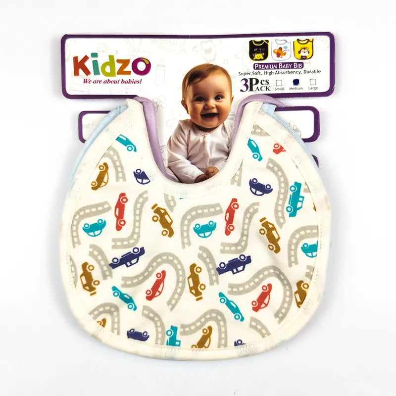 MEDIUM 3 PACK PREMIUM COTTON BABY BIBS HEART, GEOMETRIC & CAR THEM - image 2