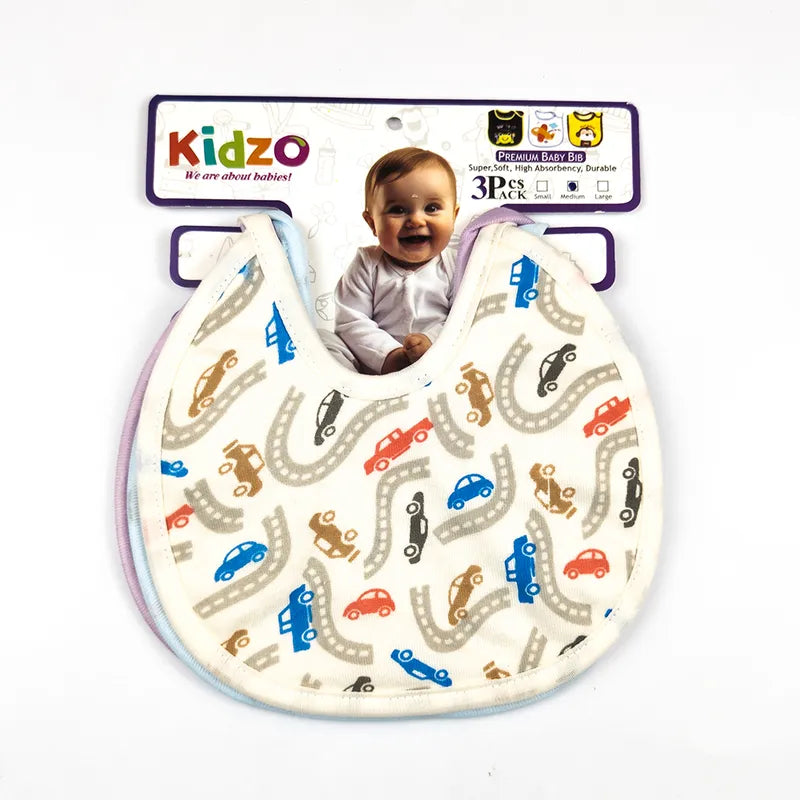 MEDIUM 3 PACK PREMIUM COTTON BABY BIBS SEA LIFE, GEOMETRIC & CAR THEM - image 2