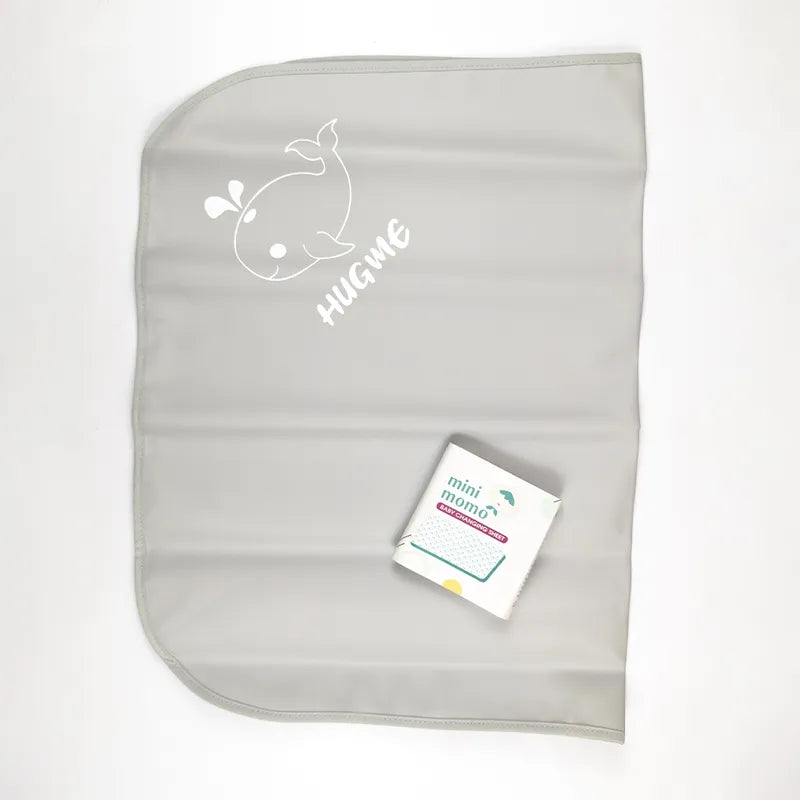 MINI MOMO WATERPROOF DIAPER CHANGING MAT SUPER SOFT QUILTED (LIGHT GREY)(19x27)