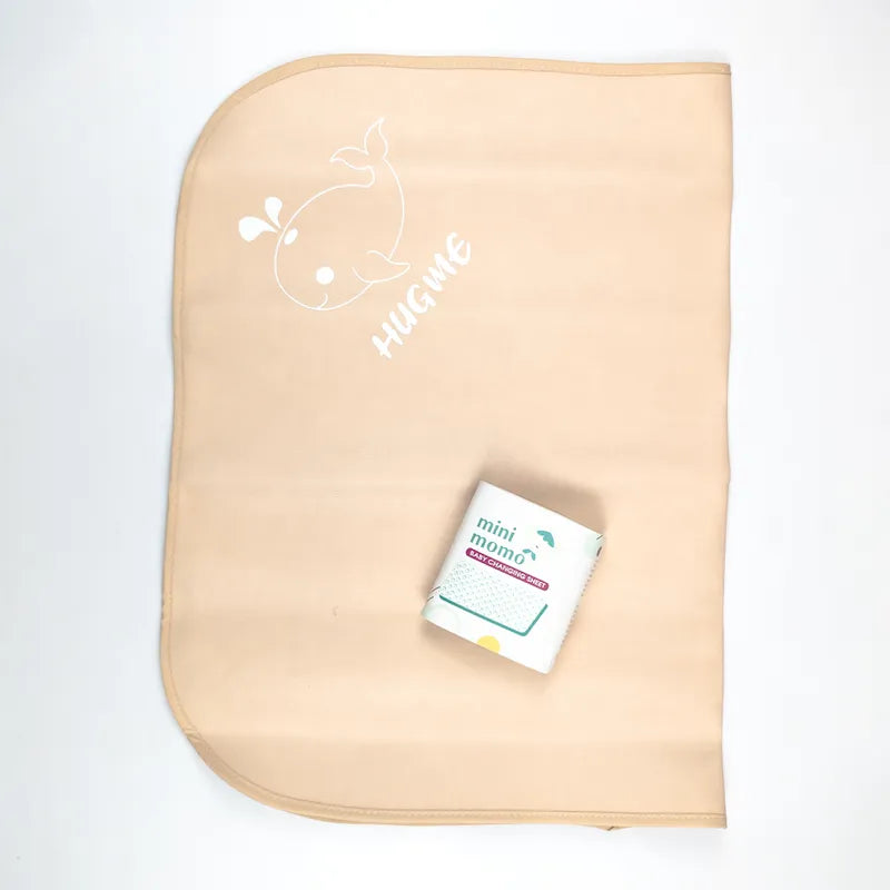MINI MOMO WATERPROOF DIAPER CHANGING MAT SUPER SOFT QUILTED (SOFT PEACH) (19x27)