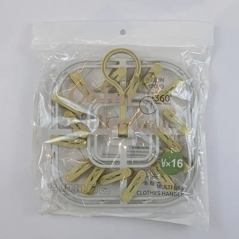 Mustard Edition Multi Use Laundry Hanger 16 Heavy-Duty Clips 360° Rotating