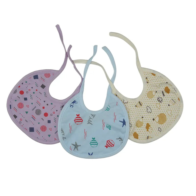 MEDIUM 3 PACK PREMIUM COTTON BABY BIBS SEA LIFE, GEOMETRIC & BALON THEMES