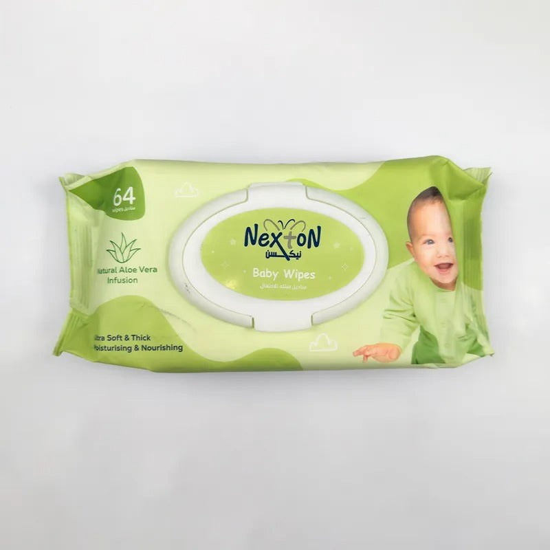 Nexton Aloe Vera Baby Wipes, 64 Pack