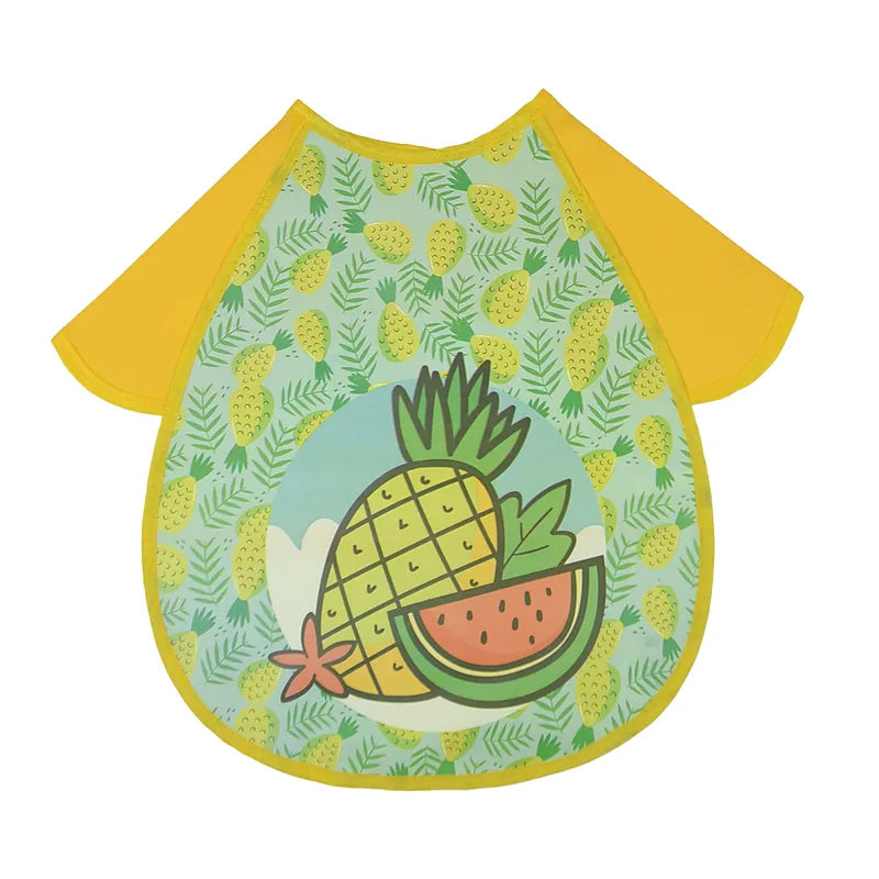 TROPICAL FRUIT PRINT BABY APRON BIB PINEAPPLE & WATERMELON FULL COVER