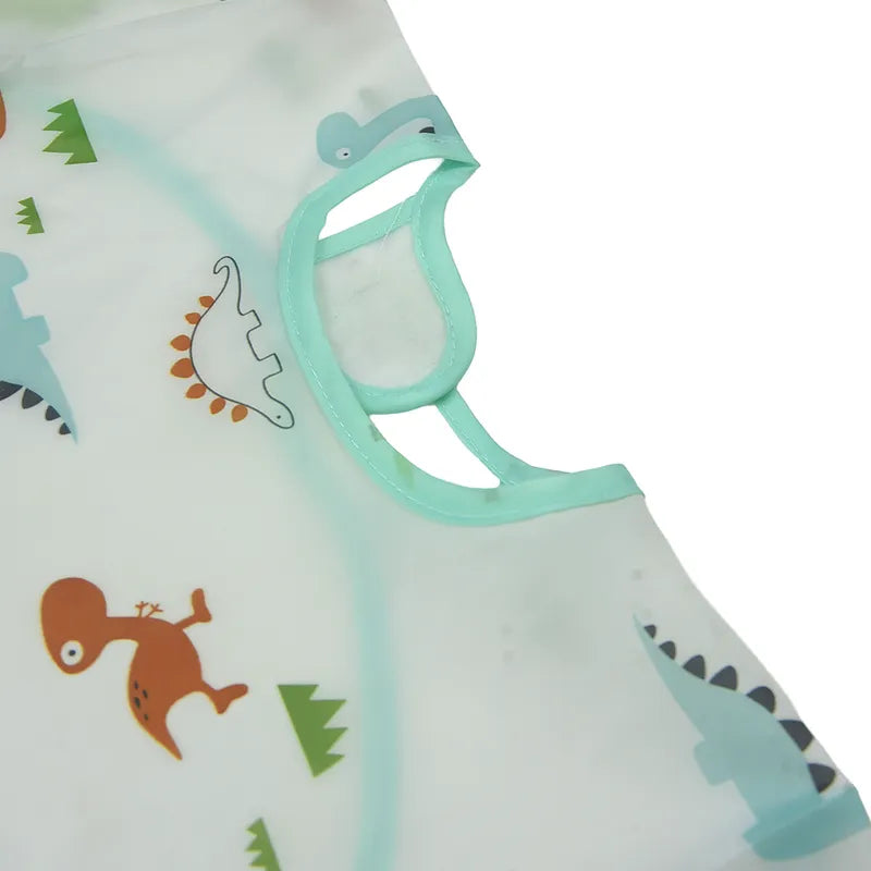FULL COVERAGE LONG SLEEVE FEEDING BIB FOR BABIES WASHABLE AND WATERPROOF DINO PRINT - image 3
