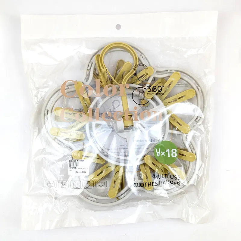 Premium Flower Shape Baby Laundry Hanger 18 Heavy Duty Clips Mustard
