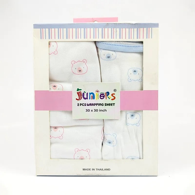 Junior Baby Wrapping Sheets 2-Pack, Bear Theme