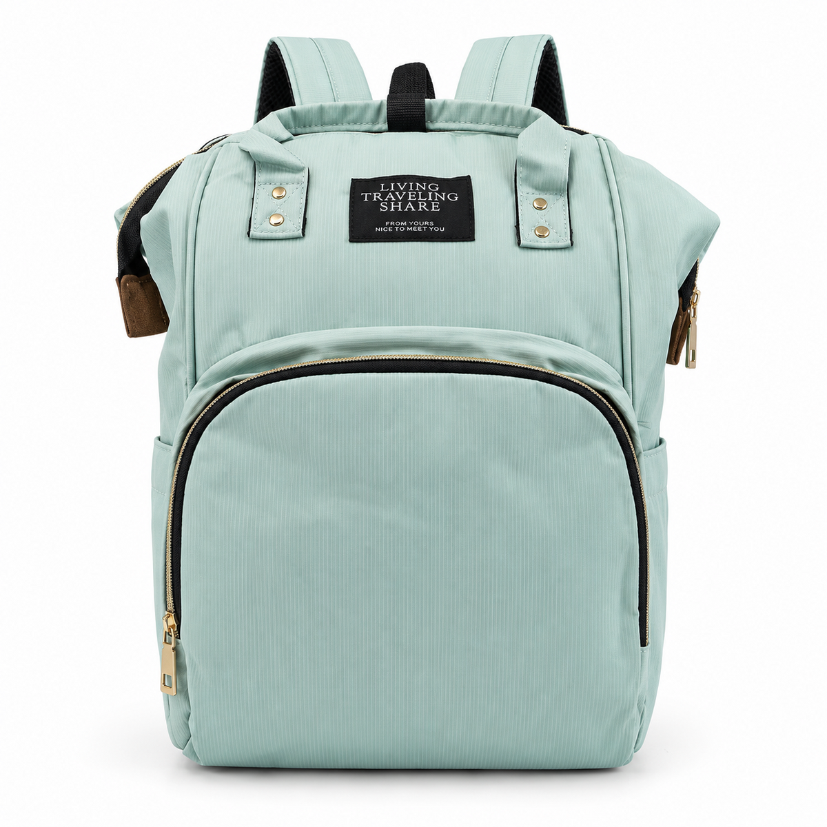 Premium Multi Functional Diaper Backpack Mint Green Edition - Front View