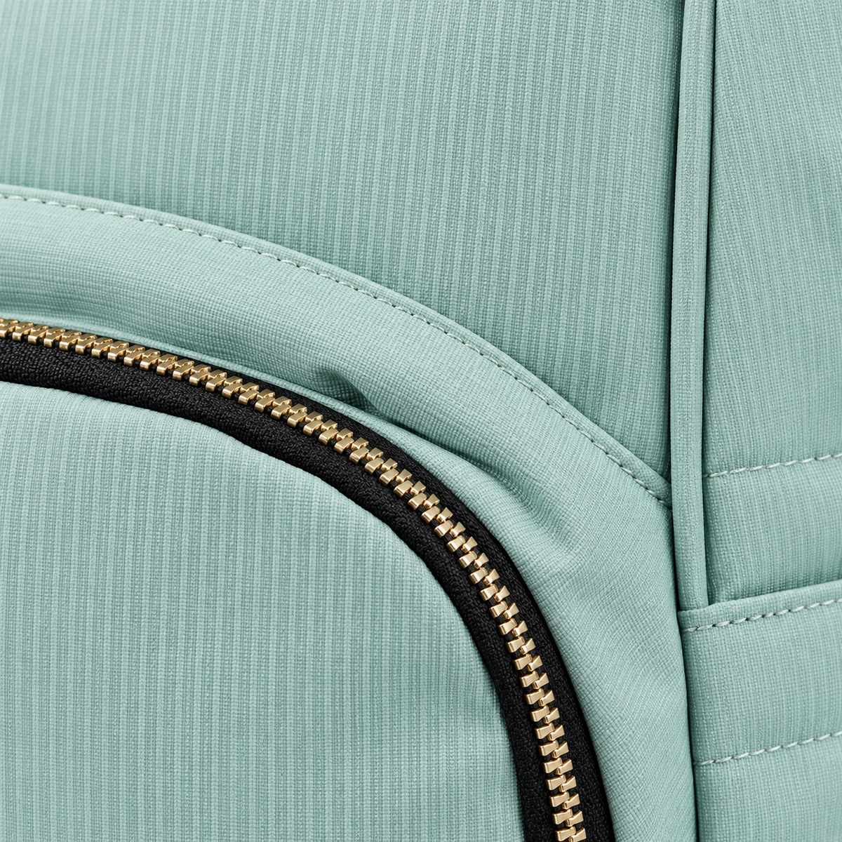 Premium Multi Functional Diaper Backpack Mint Green Edition - Zipper Detail