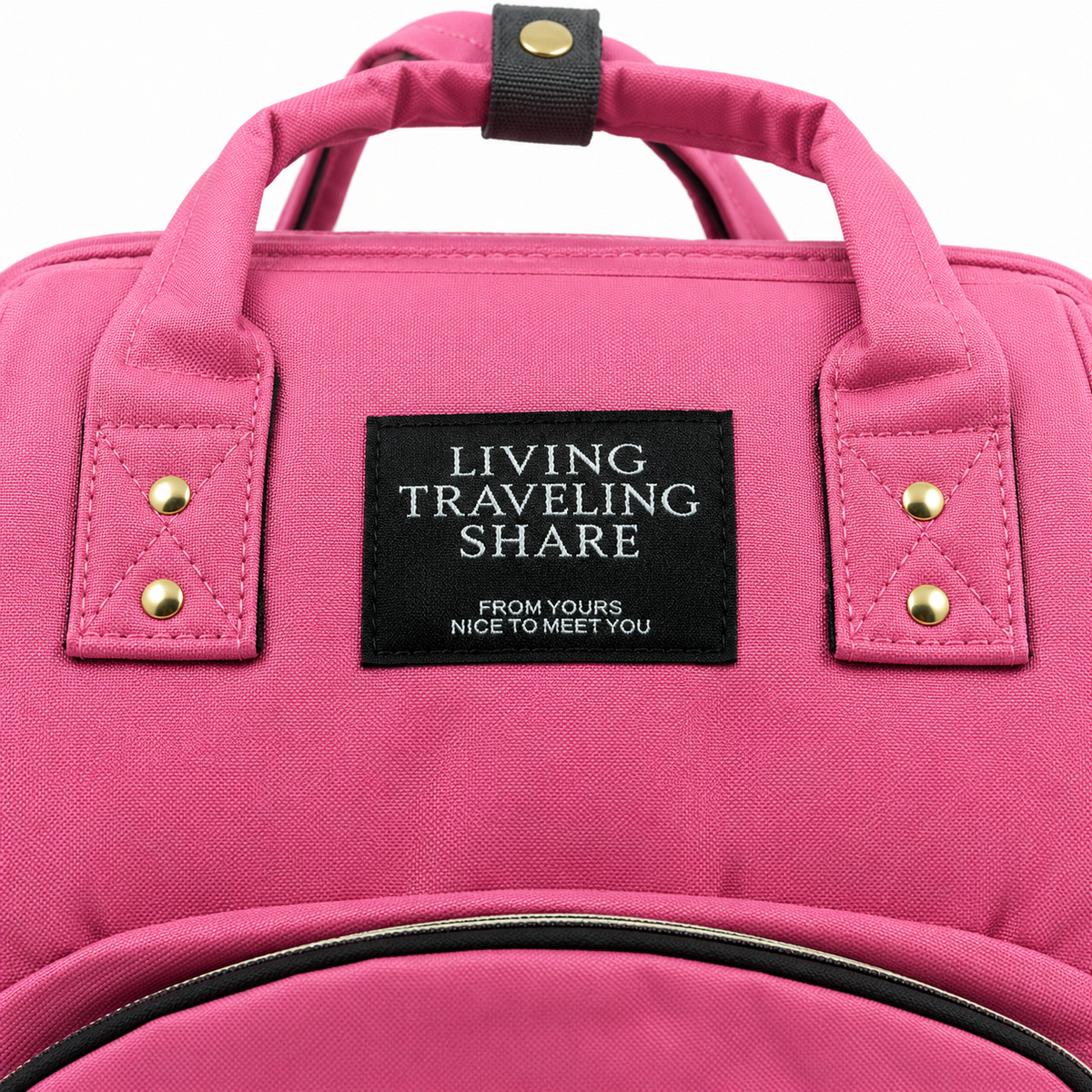 Premium Multi Functional Diaper Backpack Pink Edition - Front Detail