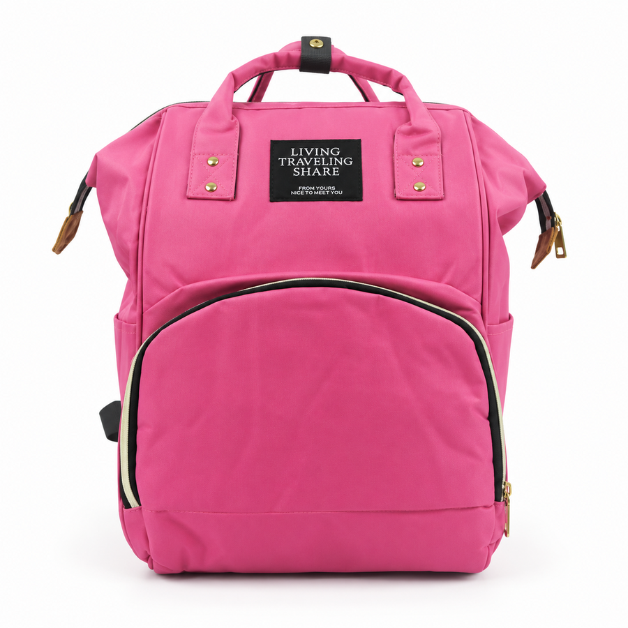 Premium Multi Functional Diaper Backpack Pink Edition - Front View