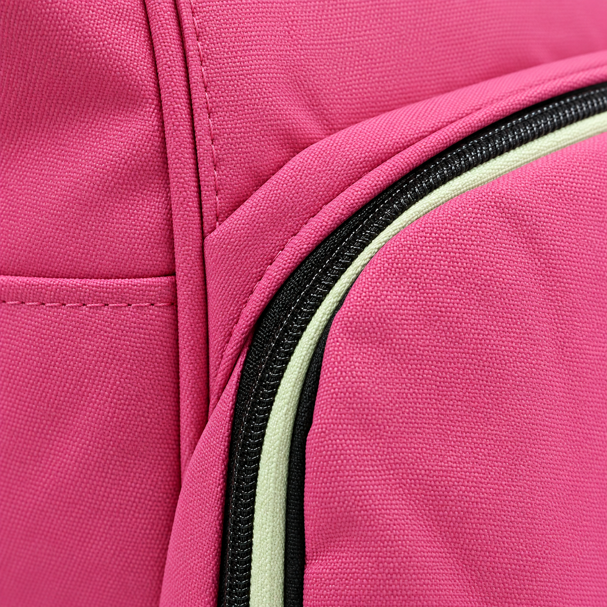 Premium Multi Functional Diaper Backpack Pink Edition - Zipper Detail