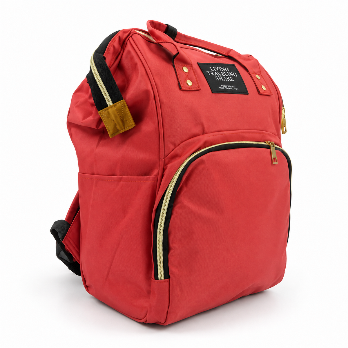 Premium Multi Functional Diaper Backpack Red Edition - Angled View