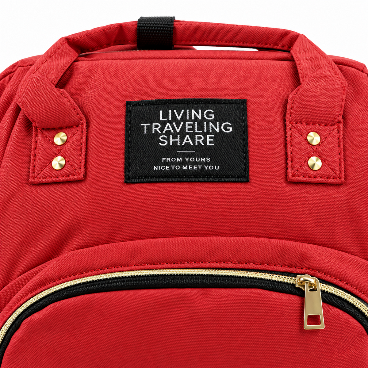 Premium Multi Functional Diaper Backpack Red Edition - Label Detail