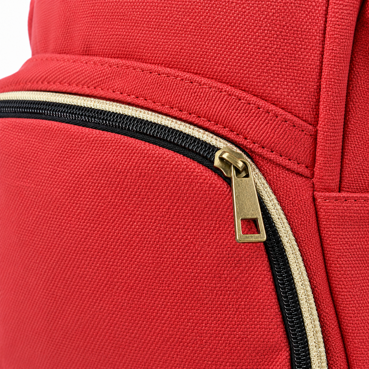 Premium Multi Functional Diaper Backpack Red Edition - Zipper Detail