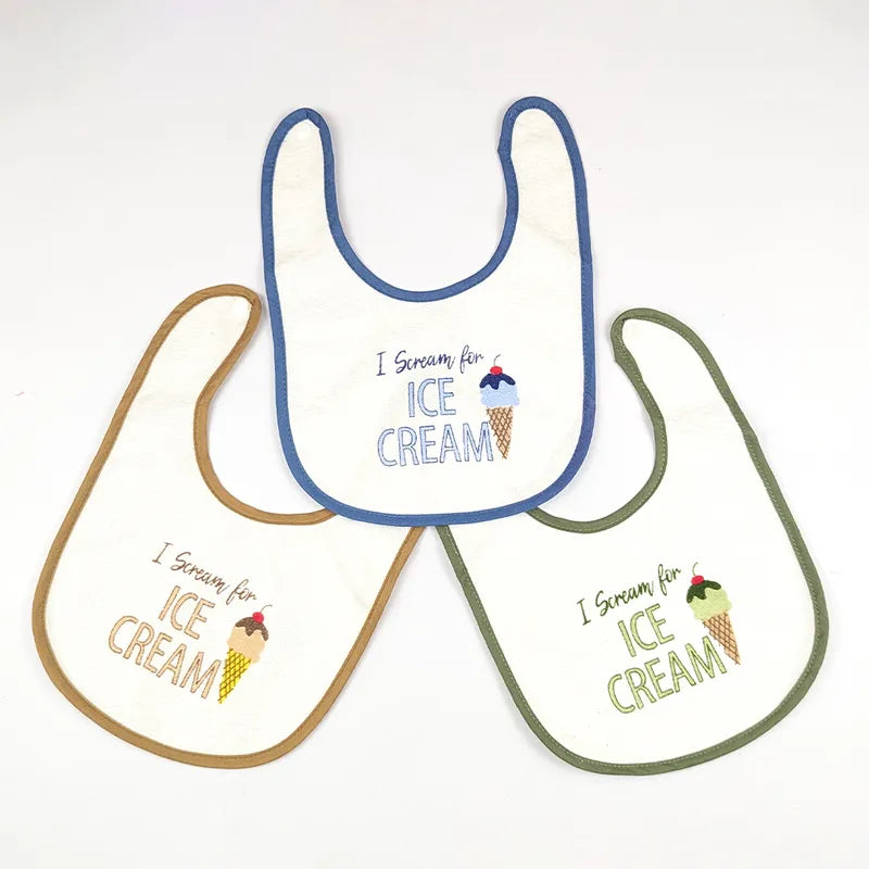 PREMIUM PACK OF 3 EMBROIDERED BABY BIBS KIDZO (BROWN,GREEN & BLUE)