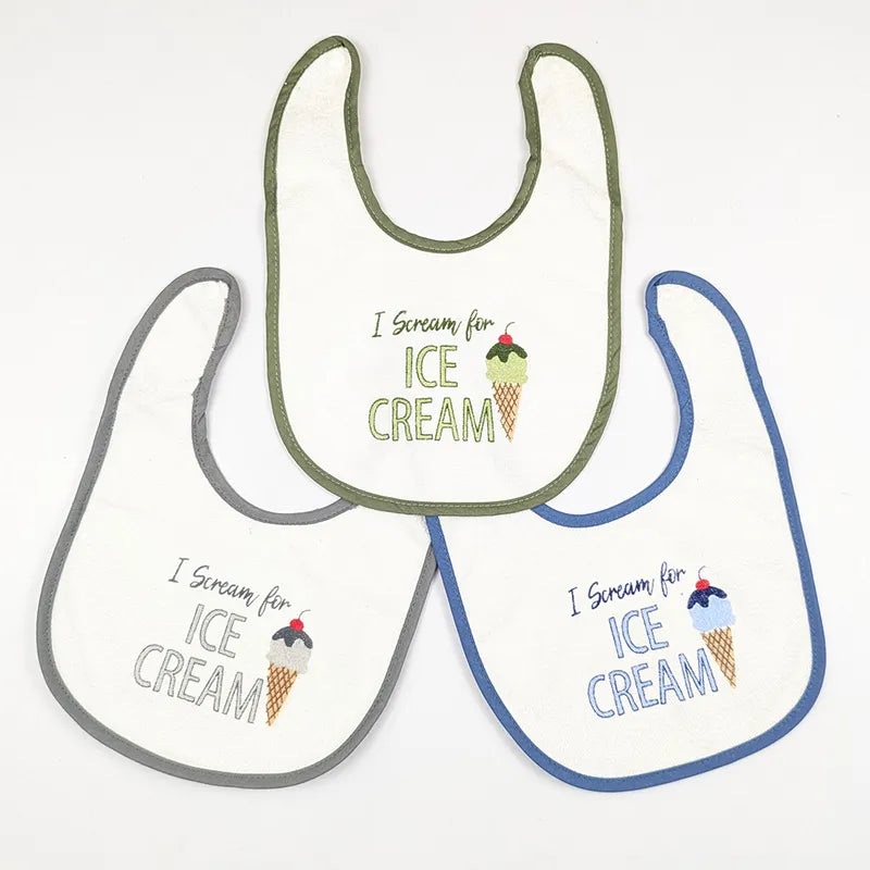 PREMIUM PACK OF 3 EMBROIDERED BABY BIBS KIDZO (GREEN,BLUE & GREY) - image 3