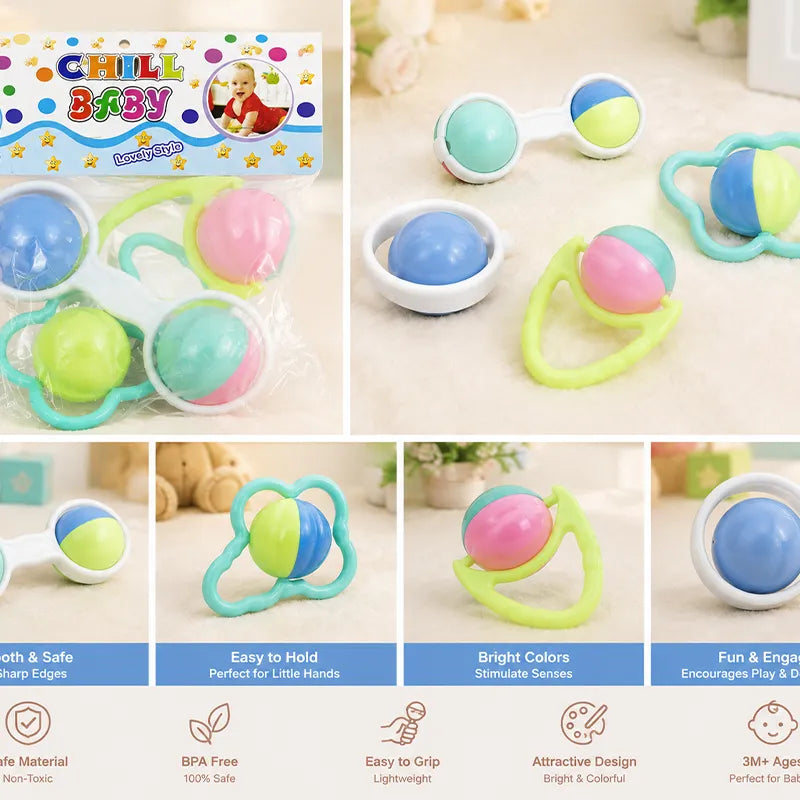 BABY RATTLE SET 3PCS PURPLE