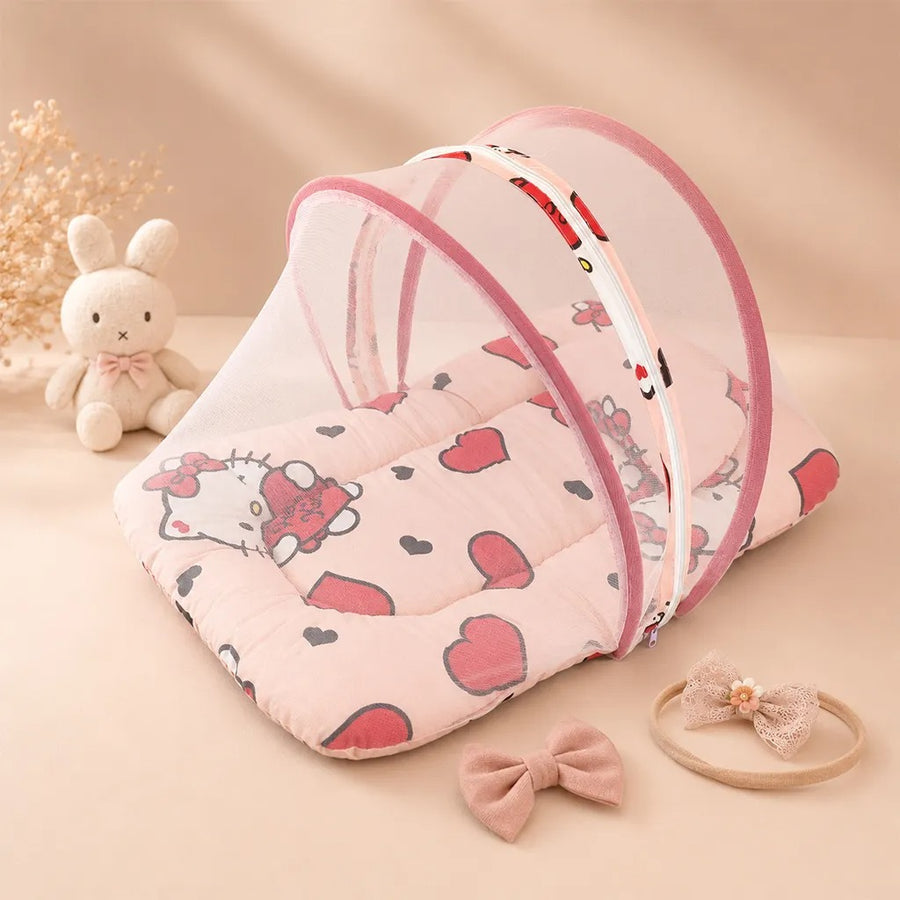 Round Net Baby Bed Set, Pink Hello Kitty