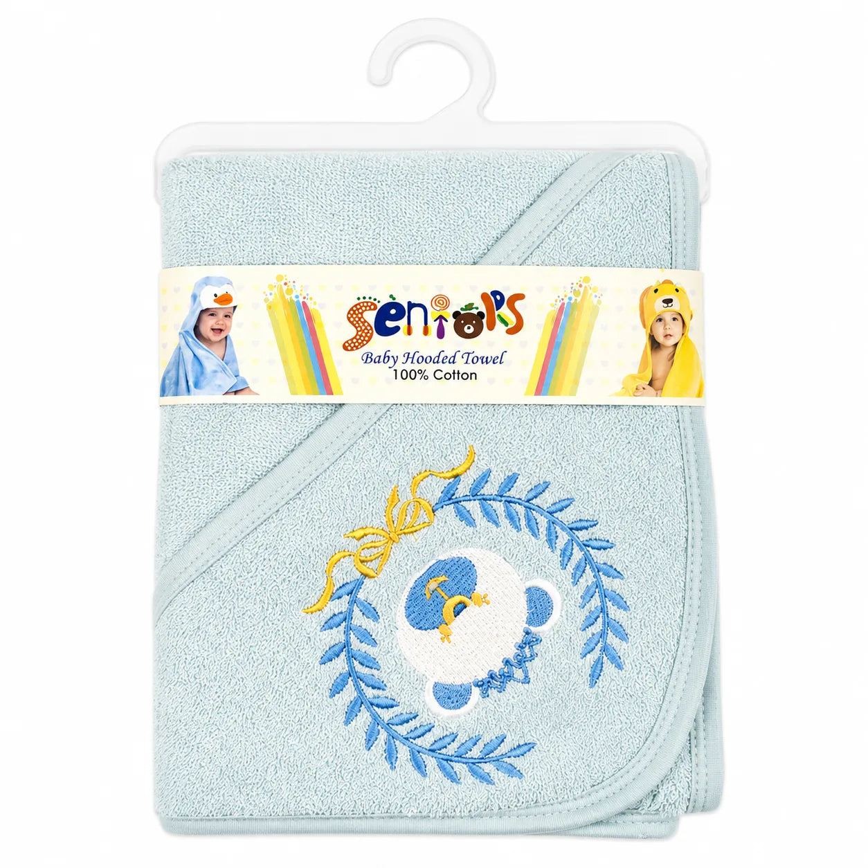 SENIORS BABY BATH TOWEL BEAR BLUE