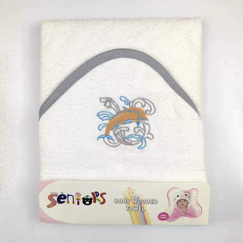 Seniors Baby Bath Towel, Blue Dolphin Design – additional product view 6 of 6