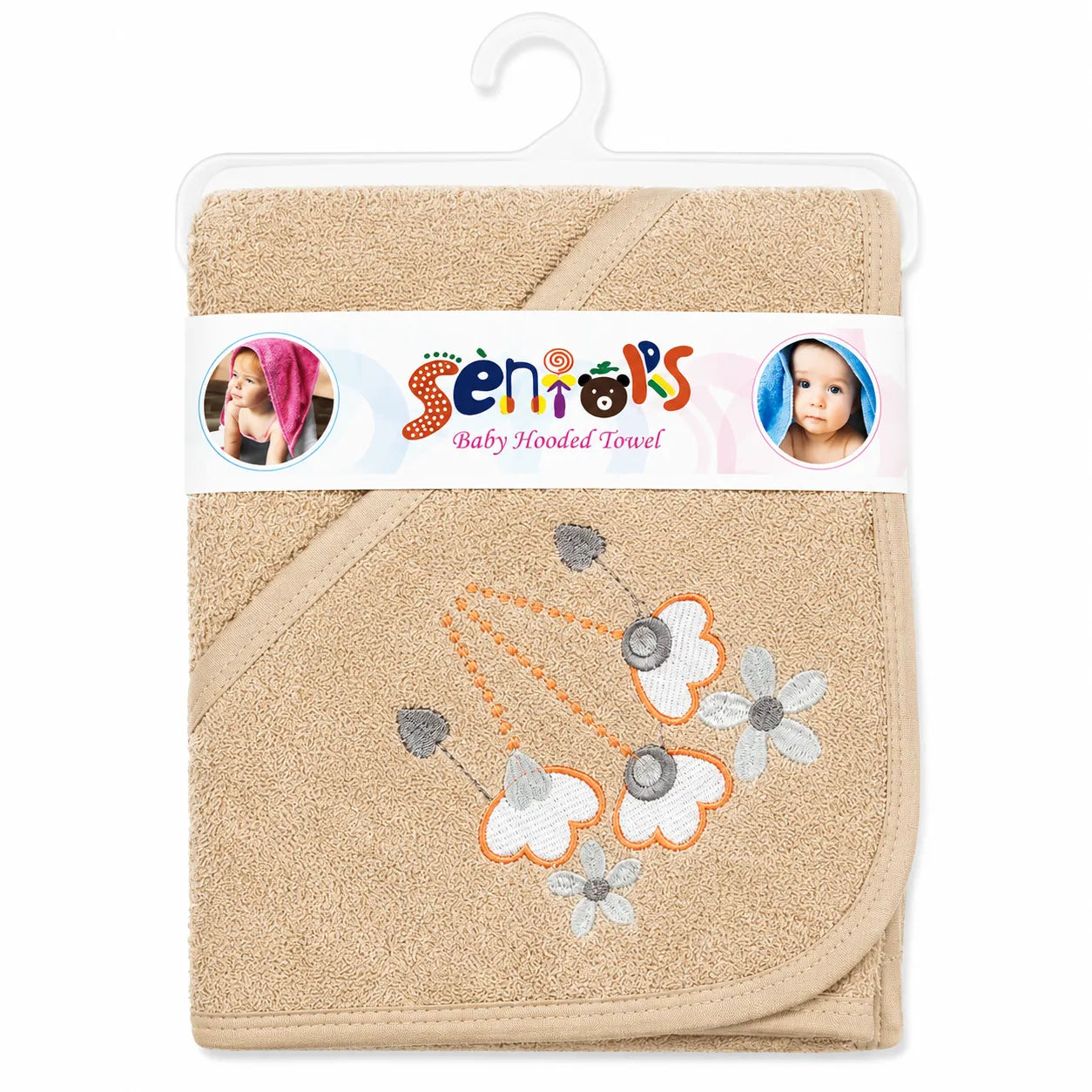 SENIORS BABY BATH TOWEL FLOWER SKIN BROWN