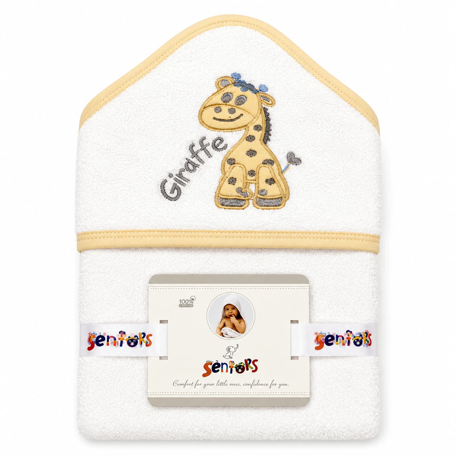 SENIORS BABY BATH TOWEL GIRAFFE WHITE