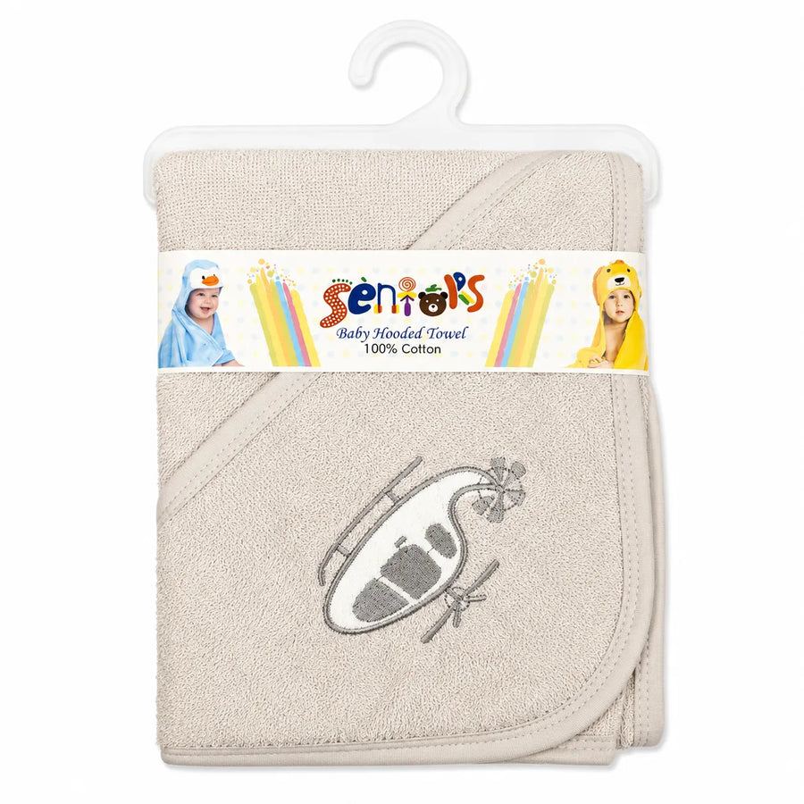 SENIORS BABY BATH TOWEL HALICOPTER GREY