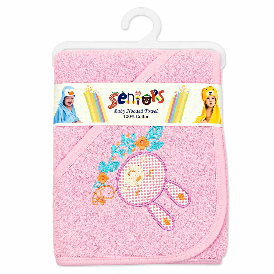 SENIORS BABY BATH TOWEL RABBIT PINK