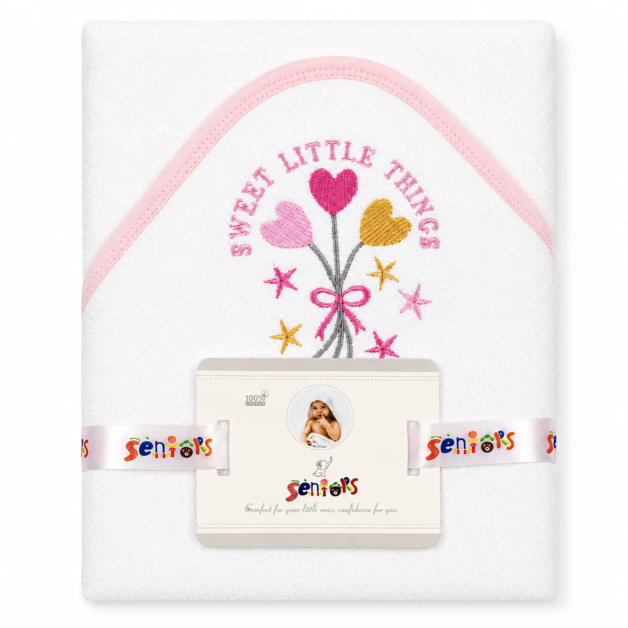 SENIORS BABY BATH TOWEL SWEET LITTIE THING WHITE - image 2