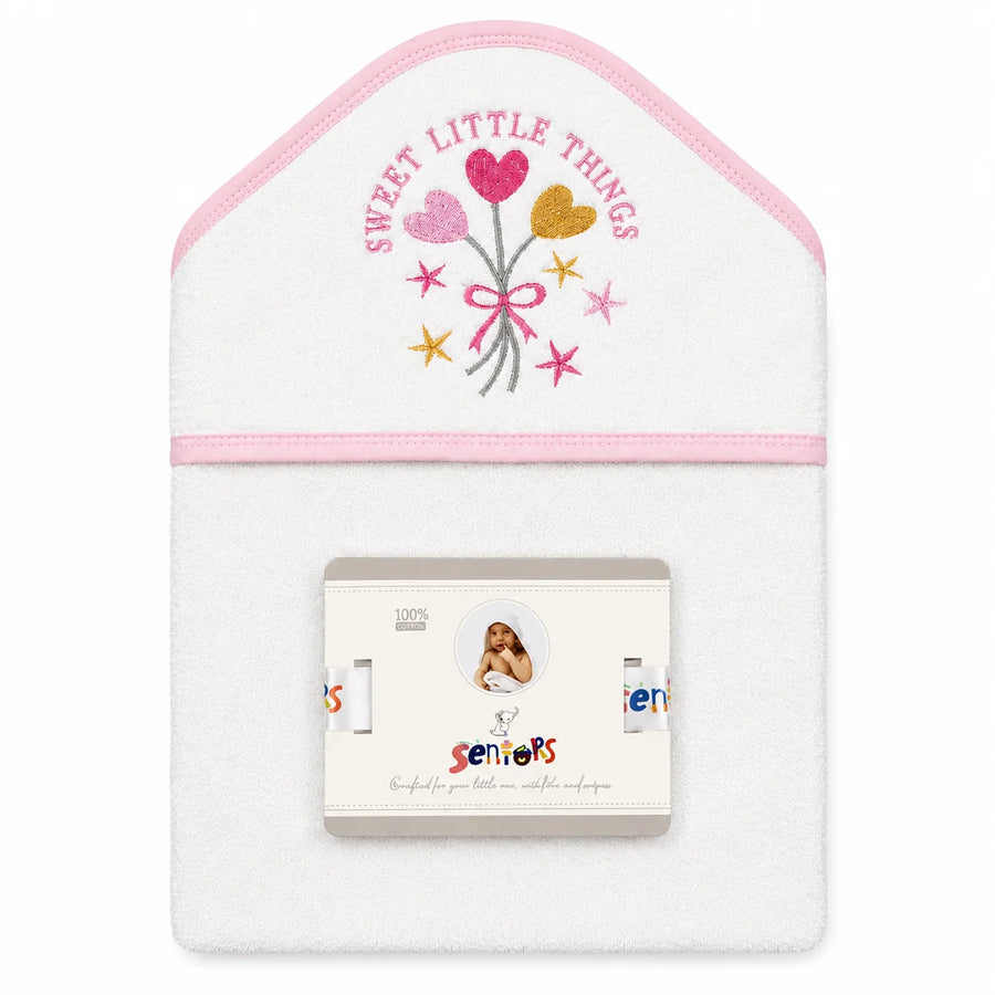 SENIORS BABY BATH TOWEL SWEET LITTIE THING WHITE