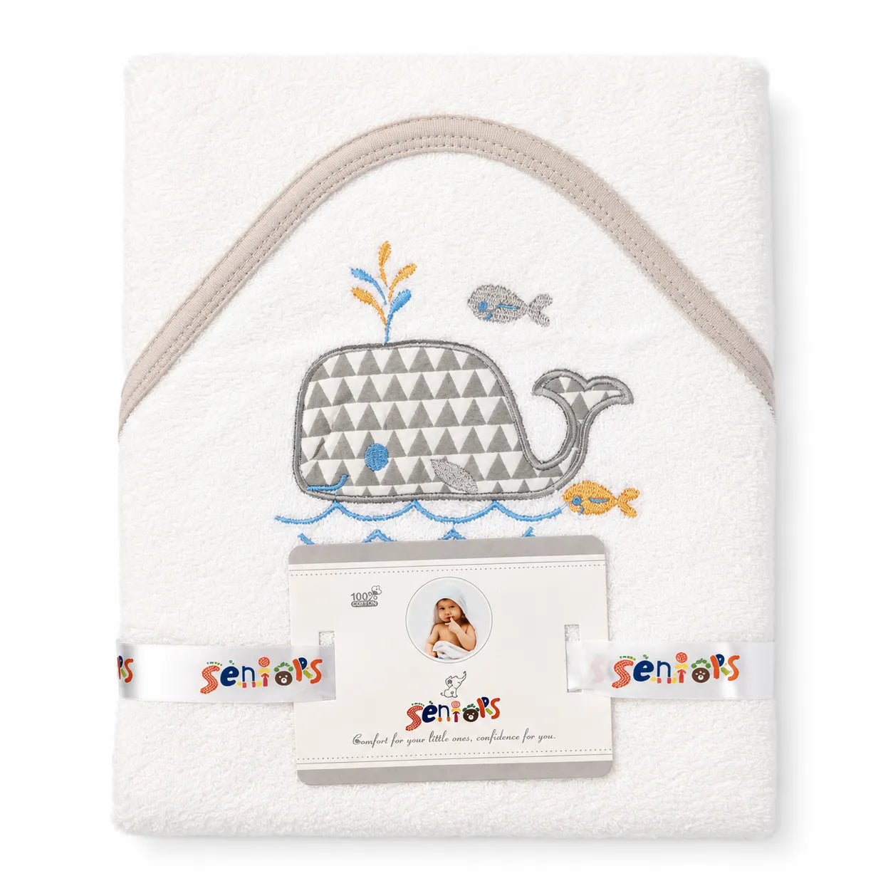 SENIORS BABY BATH TOWEL WELL FISH WHITE - image 2
