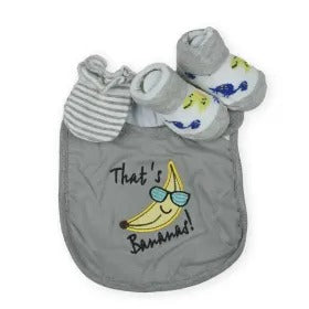 BABY Bib SET 3PCS BANANA GREY