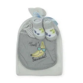 BABY Bib SET 3PCS BANANA GREY