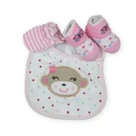 BABY Bib SET 3PCS BEAR PINK