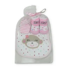 BABY Bib SET 3PCS BEAR PINK