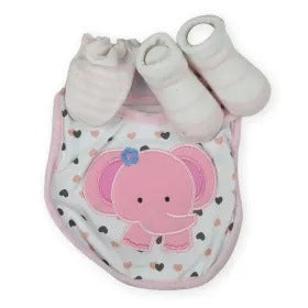 BABY BIB SET 3PCS ELEPHANT PINK