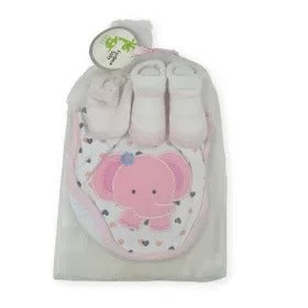 BABY BIB SET 3PCS ELEPHANT PINK