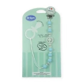 BABY PACIFIER CHAIN HOLDER I LOVE MOM BLUE