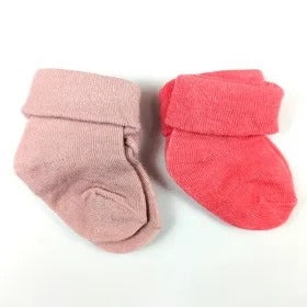SOFT COTTON BABY SOCKS PACK OF 2 (PINK & PEACH)(0-3M)